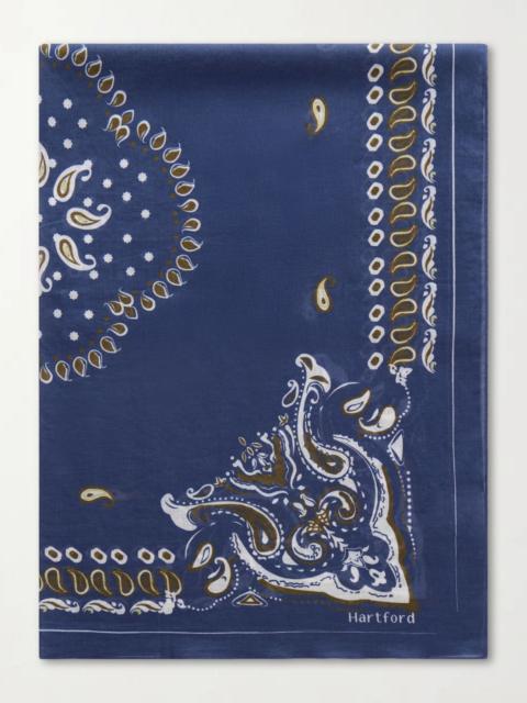 Hartford Bandana-Print Cotton-Voile Scarf Blue