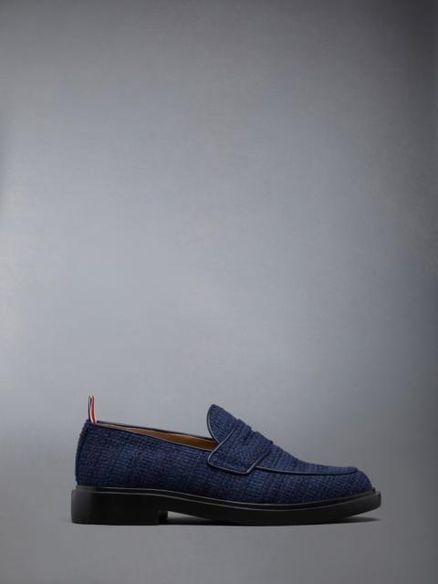 Cotton Tweed Rubber Sole Classic Penny Loafer