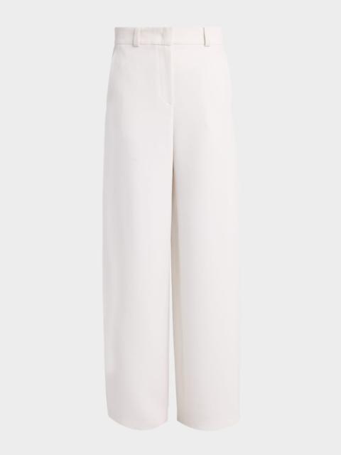 GIORGIO ARMANI Side Pleat Straight-Leg Silk Trousers