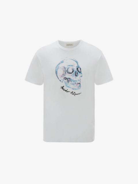 Alexander McQueen Watercolour Skull T-shirt in White