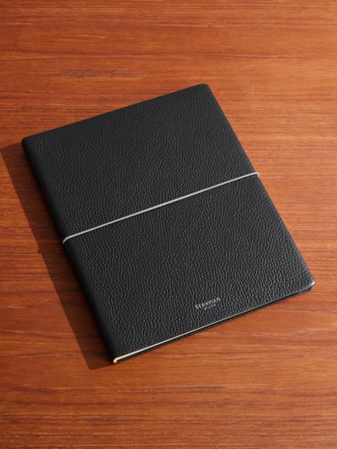 Serapian Large Logo-Print Full-Grain Cachemire Leather Notebook
