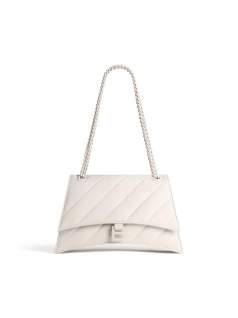 Women's Crush Small Chain Bag Crocodile Embossed in Optic White