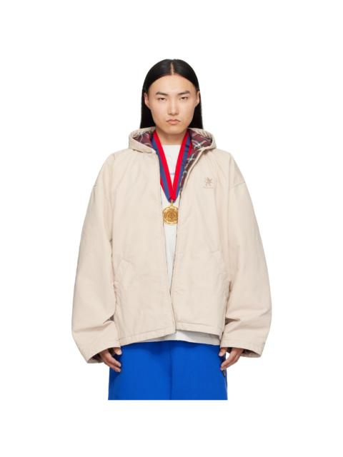 BALENCIAGA Beige Hooded Zip Up Jacket