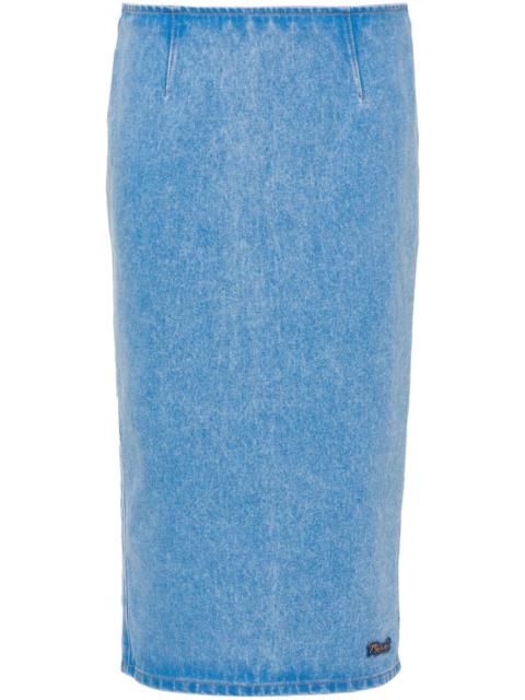 Marni logo-patch denim pencil skirt