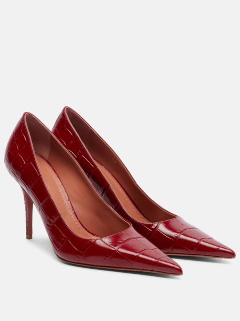Amina Muaddi Barbara 90 croc-effect leather pumps