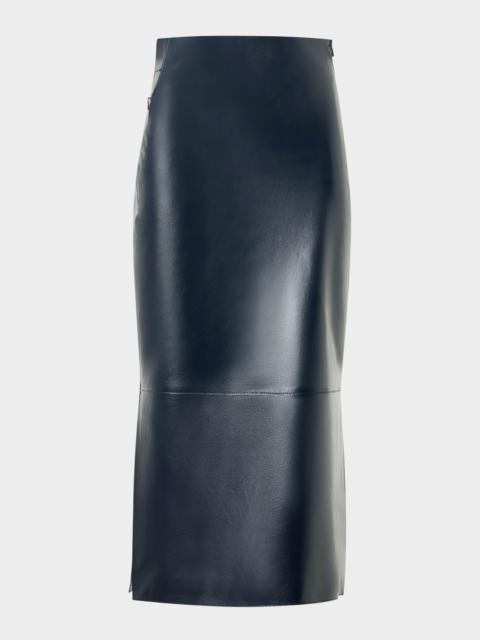 AKRIS Lacquered Leather Midi Skirt