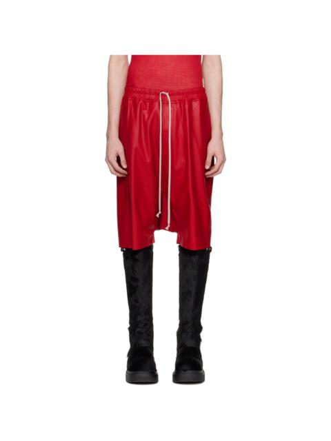 Rick Owens Red Rick's Pods Leather Shorts