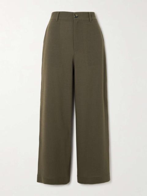 JW Anderson Wool-blend crepe straight-leg pants Green