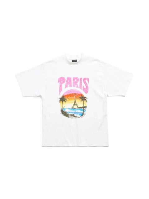 BALENCIAGA Paris Tropical T-shirt Medium Fit in White
