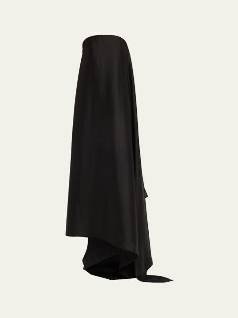 HEIRLOME Wren Strapless Asymmetric Silk Maxi Dress