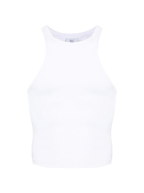 logo-embroidered ribbed tank top