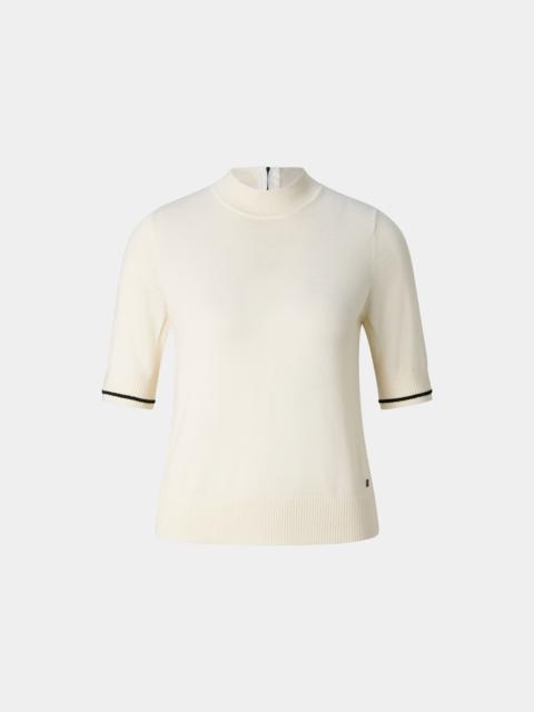 BOGNER Antonia Virgin Wool and Silk Knit Shirt in Off-White