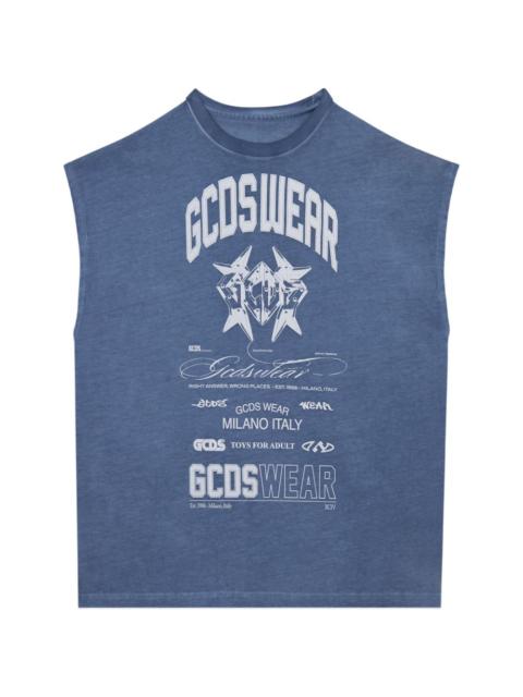 GCDS printed sleeveless T-shirt