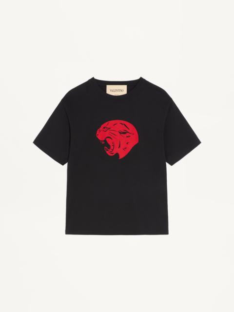 Valentino VALENTINO COTTON T-SHIRT WITH PANTHER PRINT