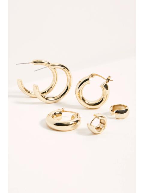 FREE PEOPLE Gold Plated Hoop Earring Set