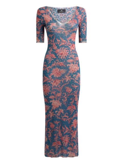 Etro floral-motif tulle midi dress