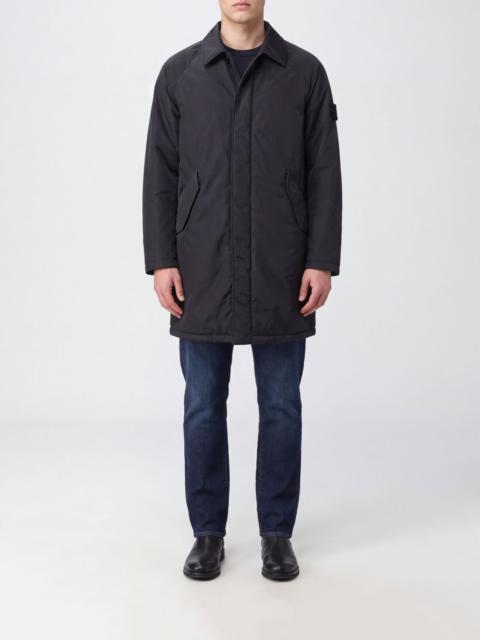 Stone Island STONE ISLAND Single-Breasted Knee-Length Trench Coat in Nylon with Logo Patch
