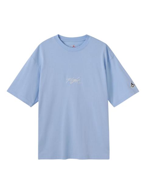 Jordan Men's Jordan Flight Essentials Embroidered Logo Sports Round Neck Short Sleeve Blue T-Shirt DA9890-4