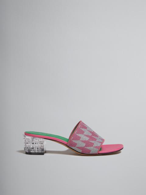 Marni LUREX PINK AND SILVER SABOT WITH HOUNDSTOOTH MOTIF