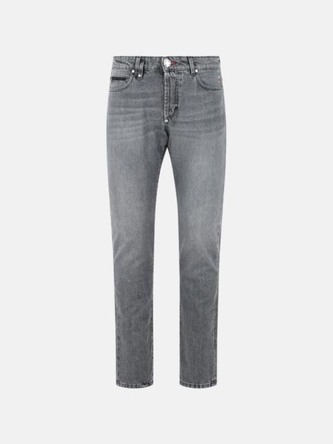 PHILIPP PLEIN 'STRAIGHT' GREY COTTON JEANS