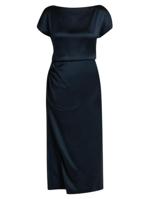 GIORGIO ARMANI Women's Satin Draped Midi-Dress - Outer Space