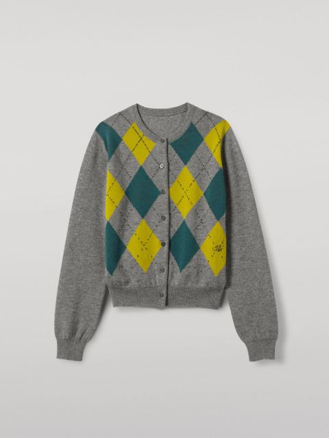 Johnstons of Elgin Clan Grey Argyle Cashmere Cardigan