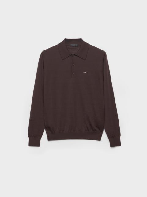 Prada Long-sleeved superfine wool polo sweater