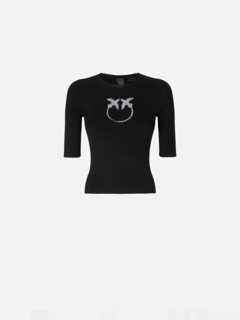 PINKO SHORT-SLEEVED WOOL SWEATER WITH LOGO