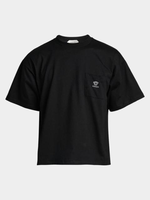 VERSACE Men's Embroidered-Medusa Jersey Pocket Crewneck T-Shirt