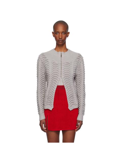 ISA BOULDER Gray Canyon Wave Zip Cardigan