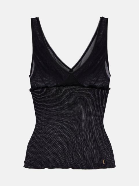 SAINT LAURENT Scalloped silk satin top