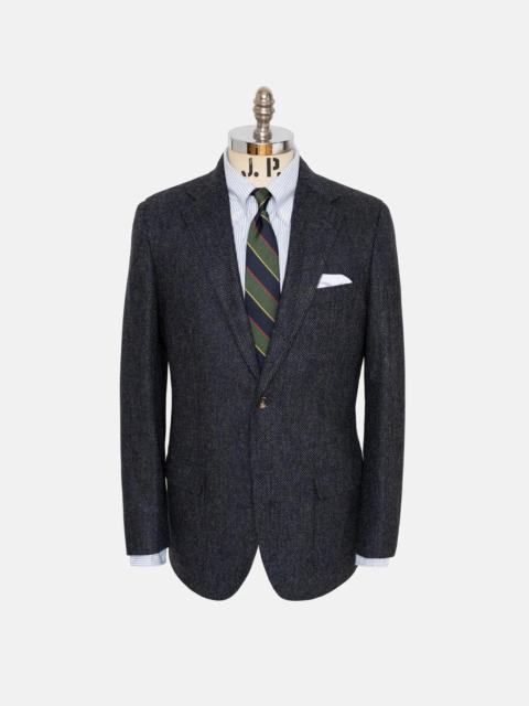 J. PRESS BLUE MIX HERRINGBONE WOOL SPORT COAT - TRIM FIT