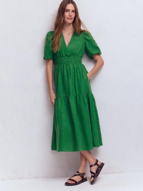 BODEN Irene Linen Midi Dress-Highland Green