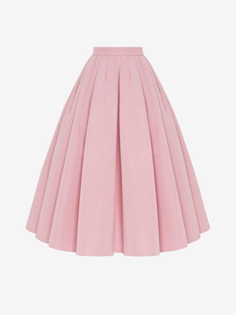 Women's Pleated Midi Skirt in Pale Pink