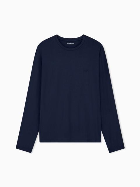 EMPORIO ARMANI LONG SLEEVE CREW NECK T-SHIRT IN MODAL JERSEY WITH LOGO