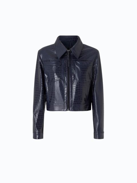 PINKO CROCODILE SKIN-EFFECT AVIATOR JACKET