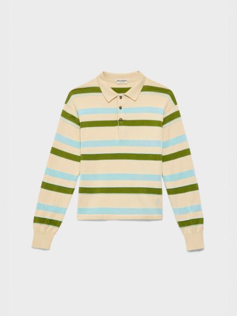JW Anderson MENS KNITTED STRIPED RUGBY POLO TOP IN IVORY
