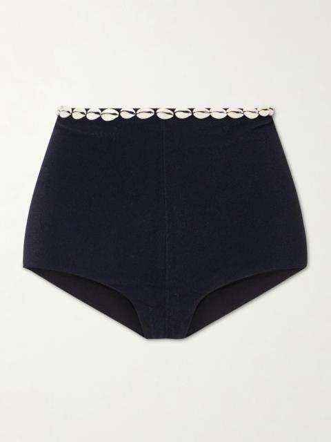 SARA CRISTINA Embellished Jersey Bikini Bottoms