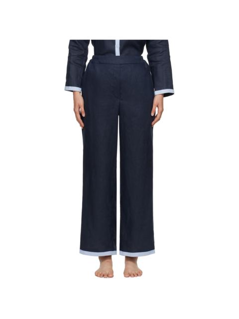 SLEEPER Navy Garrick Trousers