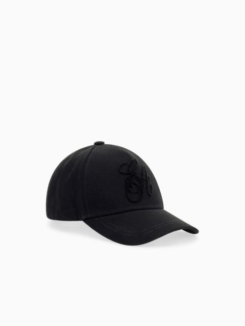 EMPORIO ARMANI BASEBALL HAT IN COTTON CANVAS WITH AN EMBROIDERED LOGO