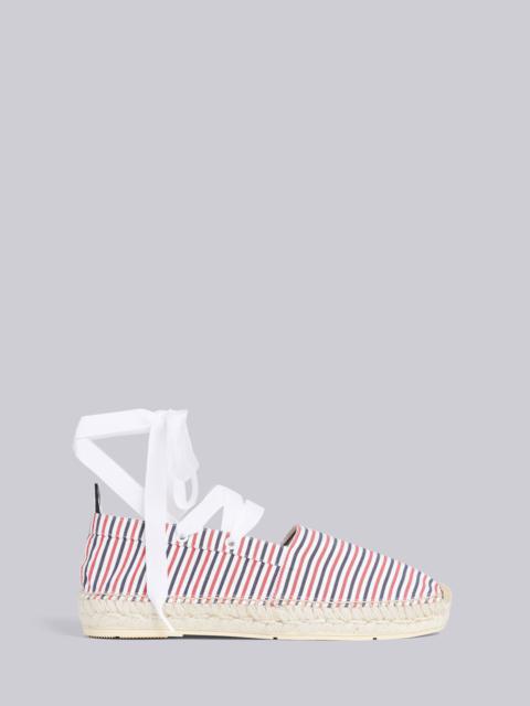 Thom Browne Multicolor Cotton Seersucker Stripe Removable Ankle Tie Espadrille