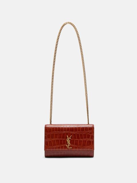 SAINT LAURENT Kate Small croc-effect leather shoulder bag