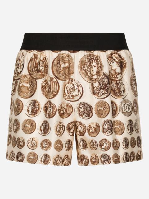 Dolce & Gabbana Coin print silk shorts