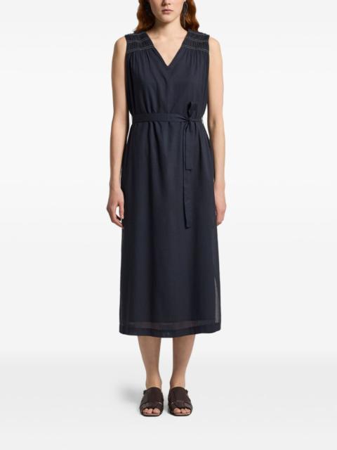 PESERICO V-neck belted midi dress