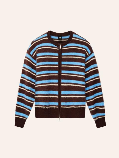 P.E NATION SABLE STRIPE KNIT BOMBER IN COFFEE STRIPE