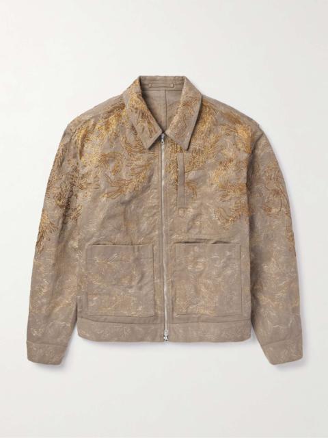 Dries Van Noten Metallic Embroidered Cotton-Twill Blouson Jacket