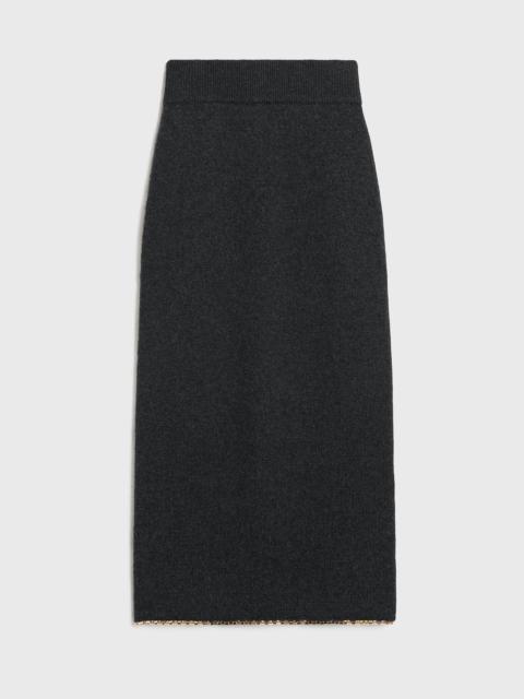 Chain-edge knit skirt charcoal mélange