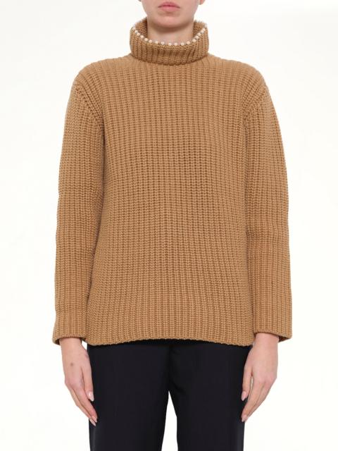 Loewe High Pearls Sweater in Camel