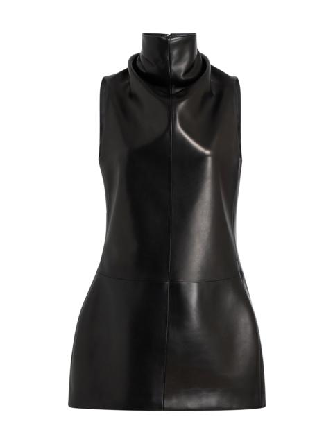 KHAITE Women's Daria Leather Sleeveless Minidress - Black