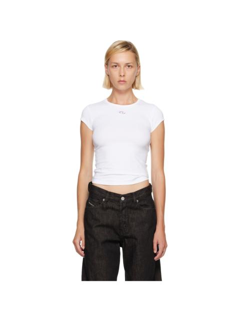 Diesel White Cut-Out Embroidered Logo T-shirt